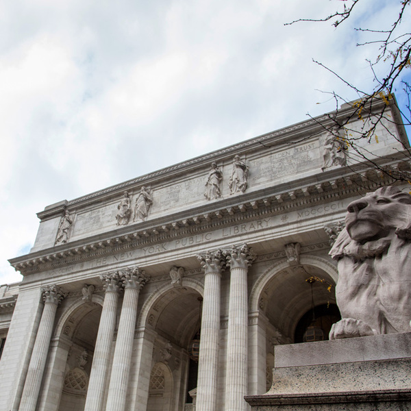 NY Public Library with a Stone Lion 
