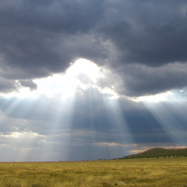 Rays of sunshine breaking through a cloudy sky