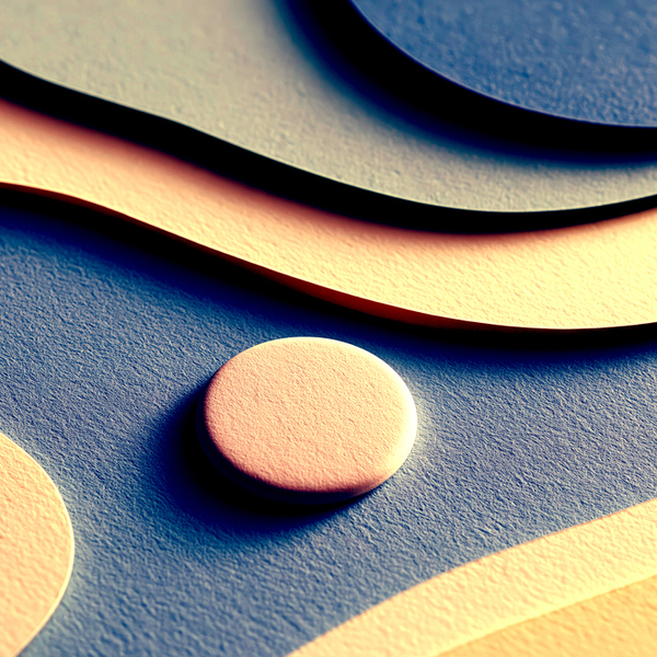 Abstract composition featuring overlapping paper cut layers evoking pathways and intersections.