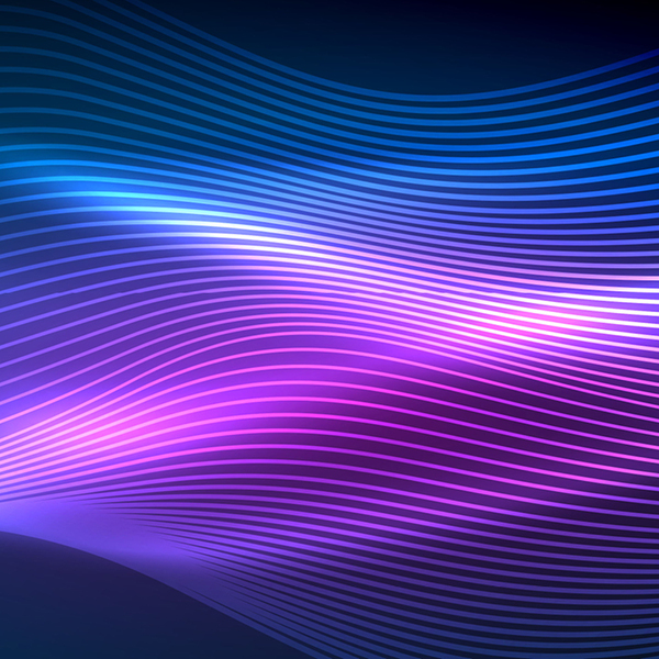 Glowing abstract wave on dark, shiny motion