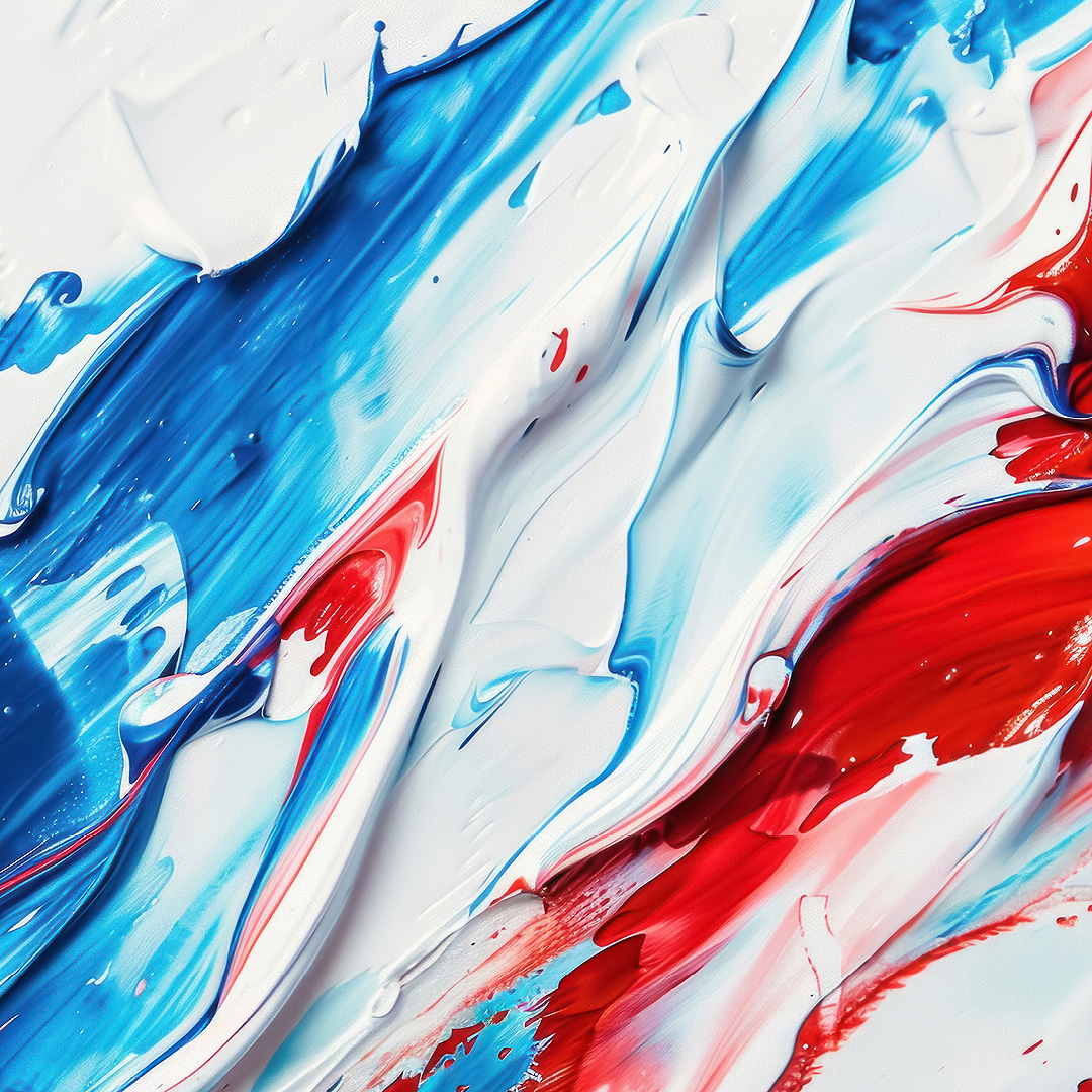 Abstract blue, white, and red color oil paint