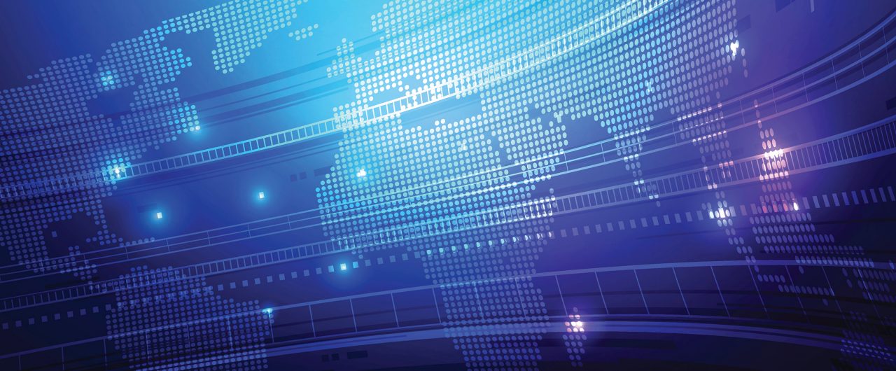 Blue and Purple Tech World Map