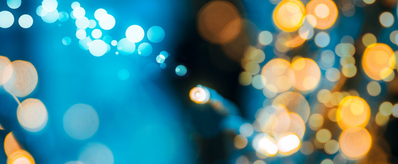 Abstract defocused gold blue lights