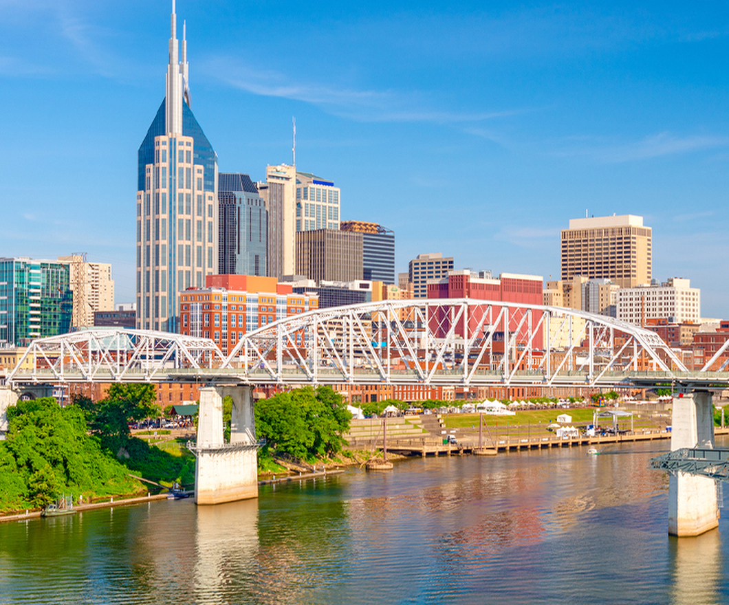 Nashville downtown city skyline on the Cumberland River