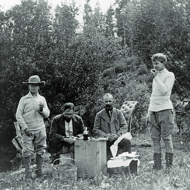 E. H. Harriman camping with sons Averell and Roland