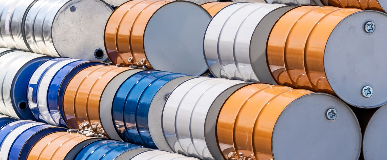 Industrial barrels stacks in waste yard