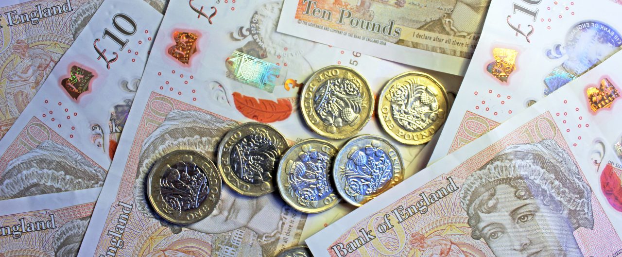 British pounds sterling bills and coins