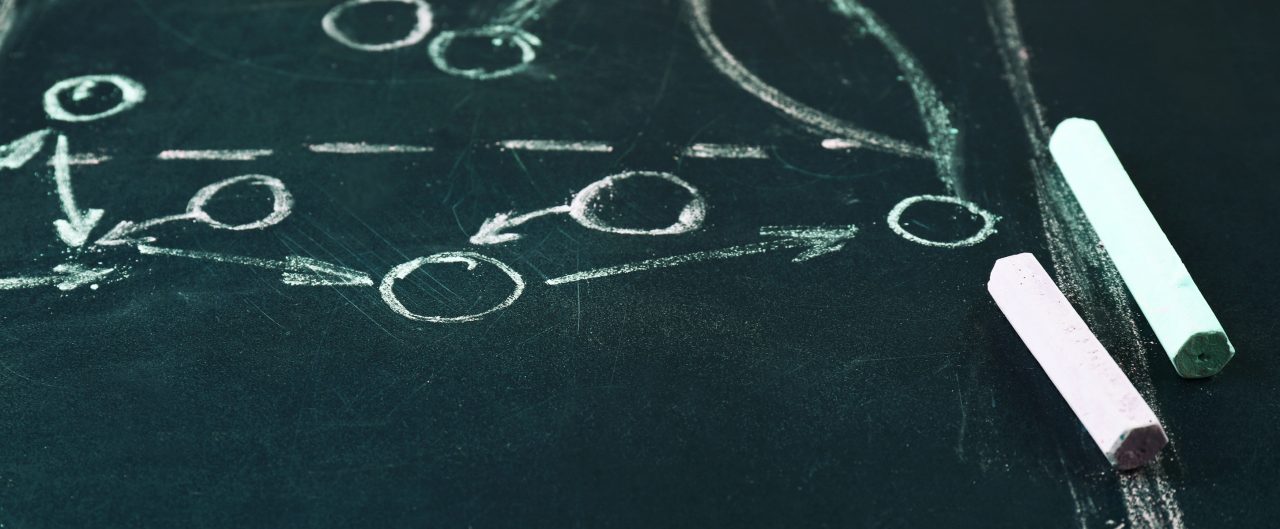 Scheme basketball game on blackboard background