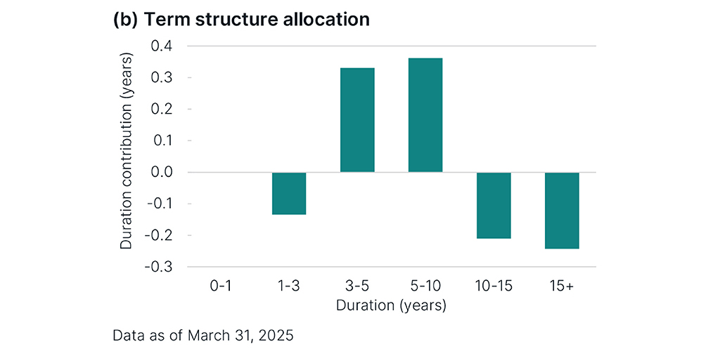 Chart depicting the portfolios’ term structure allocation as of March 31, 2025. 