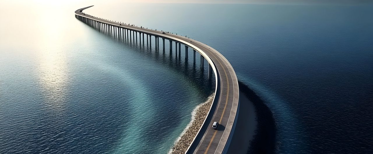 Aerial View of Seven Mile Bridge Connecting Islands in the Florida Keys