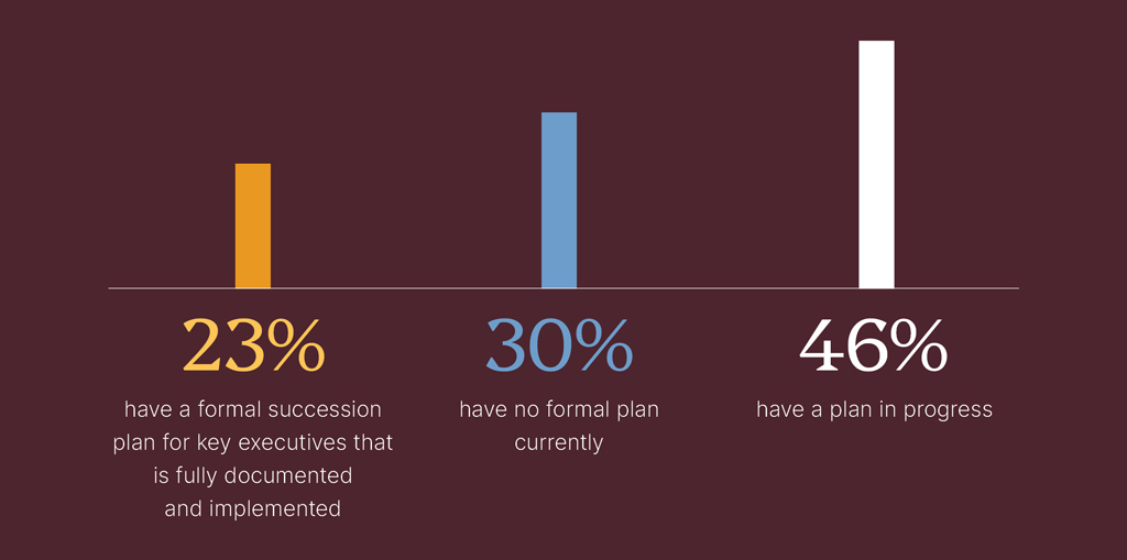 Bar chart depicting private business owners long-term strategy regarding a formal succession plan for key executives.