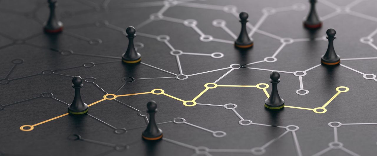 Chess pieces on a digital board.