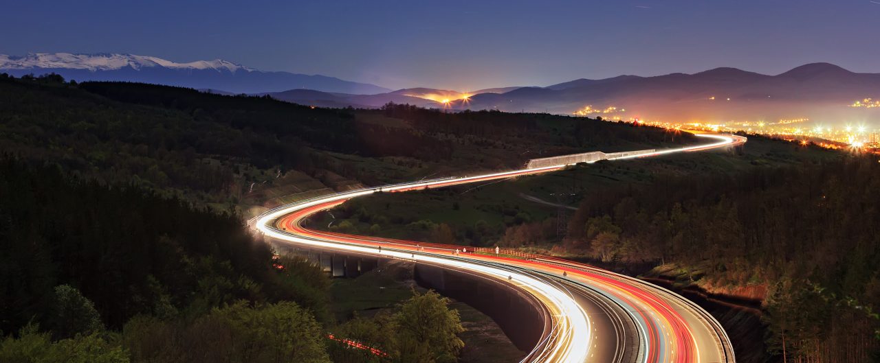 winding road at night