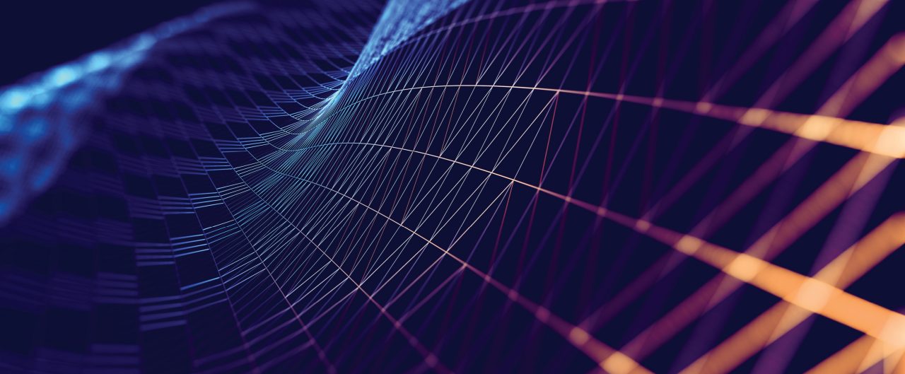 Mesh or net with lines and geometrics shapes detail 3D illustration