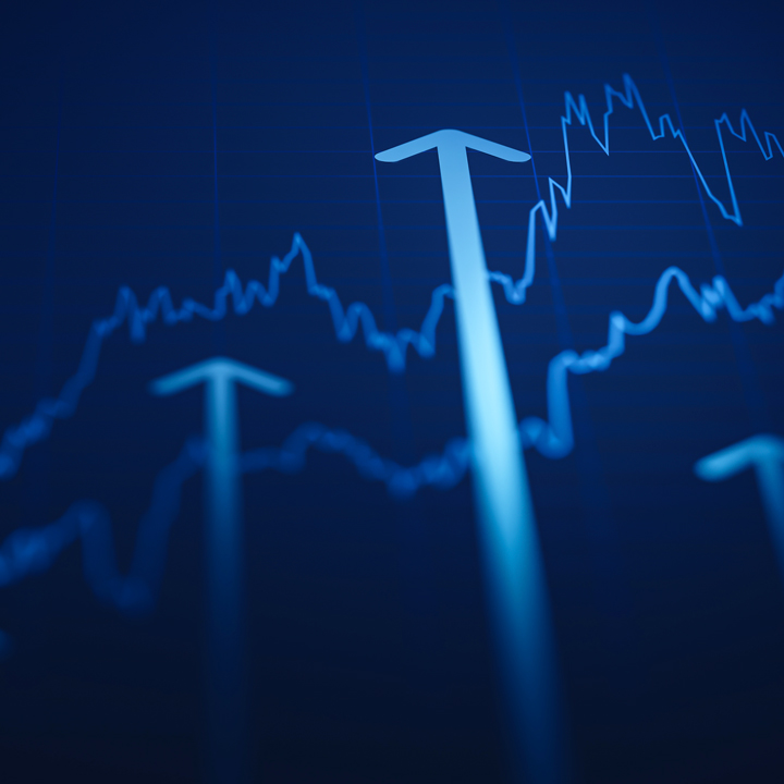 Growth business diagram profit stock chart on success market graph concept background of abstract digital up arrow money finance investment or increase financial progress data economy exchange target.