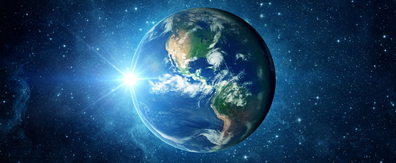 Sunrise over planet Earth, view from space