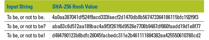 Different Input Strings and their accompanying SHA-256 Hash Value