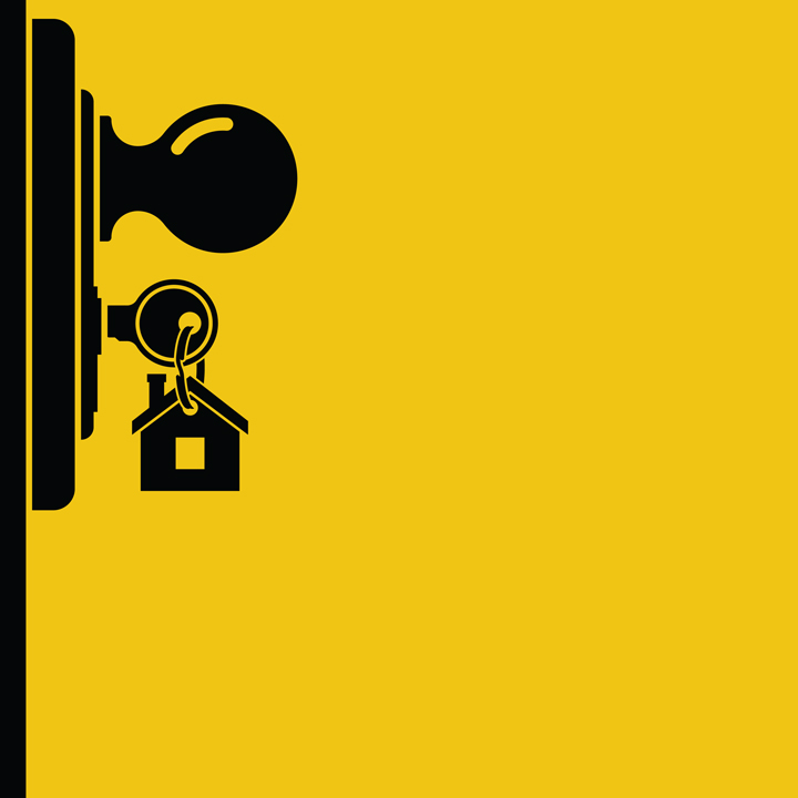 Silhouette of a key in a keyhole