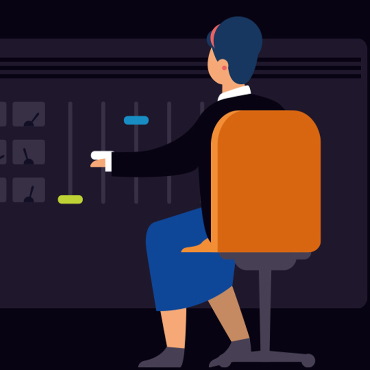 Illustration of woman on a desk chair