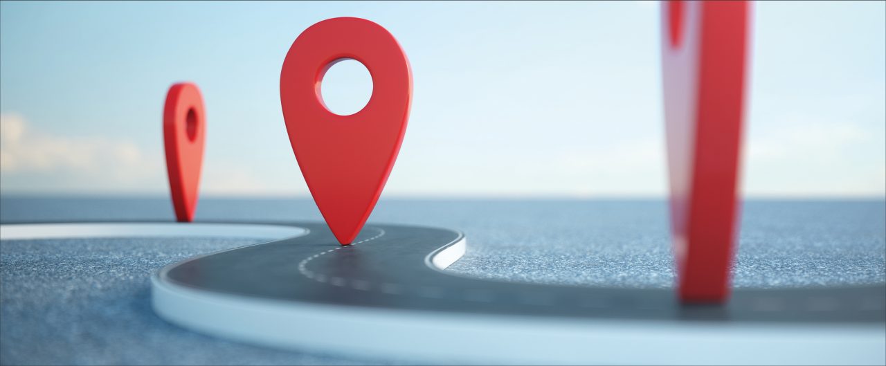 Road way location Infographic with pin pointers