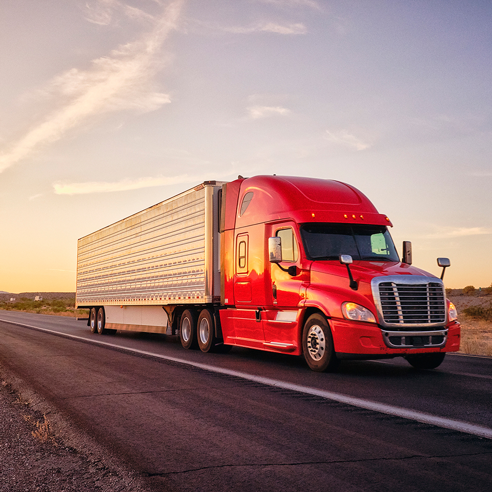 Long Haul Semi Truck On a Rural Western USA Interstate Highway