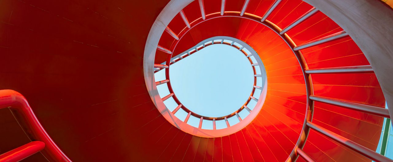 Red spiral staircase